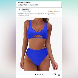 NWT SUUKSESS Women Cutout Bikini Sets Push Up High Waisted Swimsuits 2 Piece